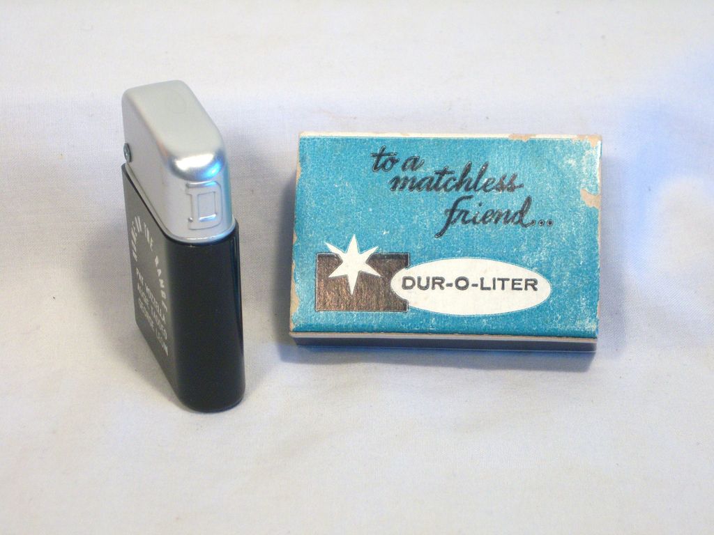 DUR-O-LITER Matchless Friend Advertising Pocket Lighter MIB 1950's DUR-O-LITER Matchless Friend Advertising Pocket Lighter MIB 1950's