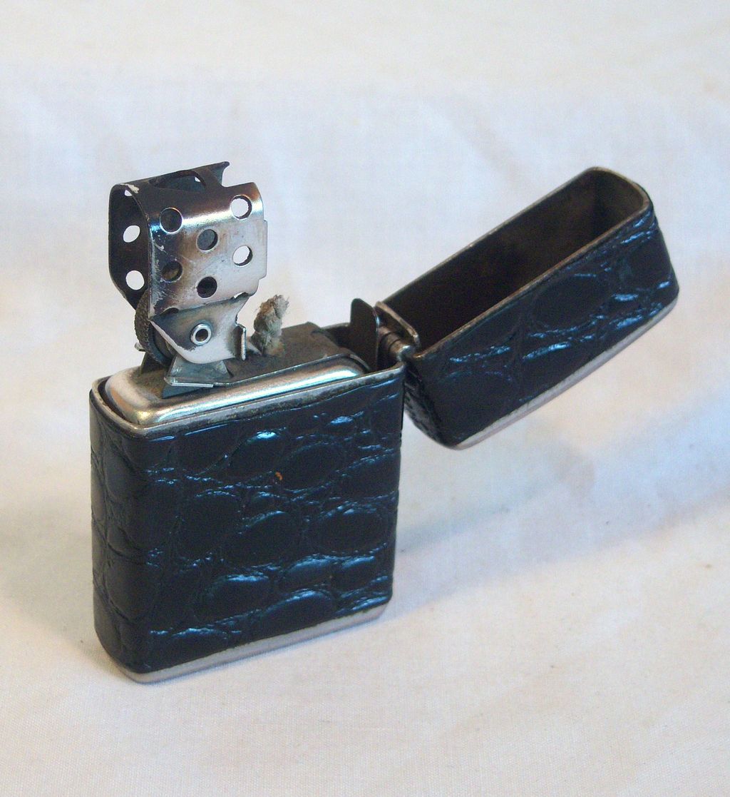 CHAMP Windproof Pocket Lighter Austria Wrapped in Alligator Leather 1950's CHAMP Windproof Pocket Lighter Austria Wrapped in Alligator Leather 1950's