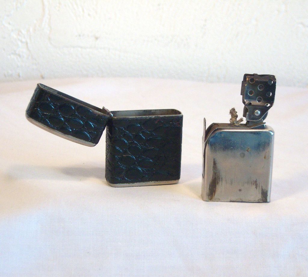 CHAMP Windproof Pocket Lighter Austria Wrapped in Alligator Leather 1950's CHAMP Windproof Pocket Lighter Austria Wrapped in Alligator Leather 1950's