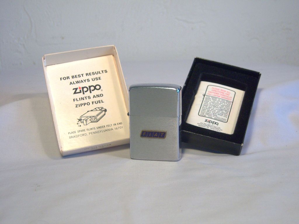 ZIPPO FIAT Automobile Advertiser with Applied Logo 1976 ZIPPO FIAT Automobile Advertiser with Applied Logo 1976