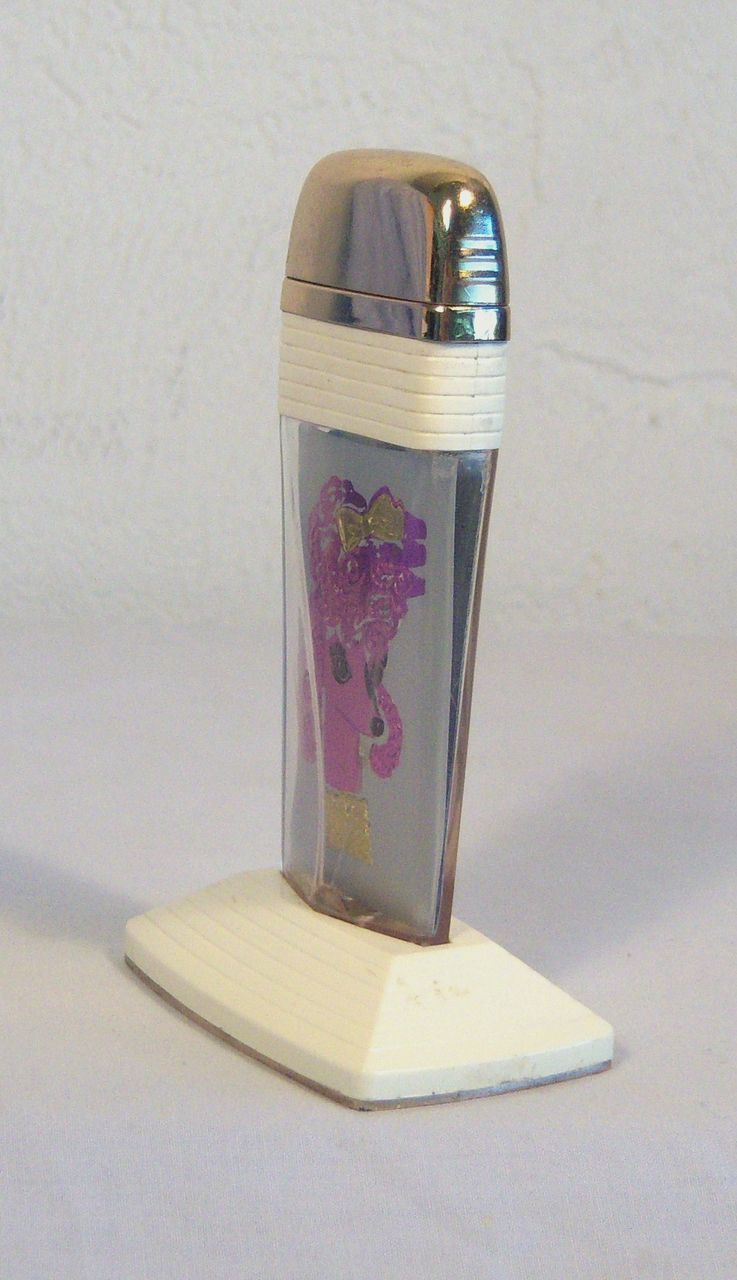 Scripto PINK POODLE VU-Lighter Table Lighter with White Bands 1958 Scripto PINK POODLE VU-Lighter Table Lighter with White Bands 1958
