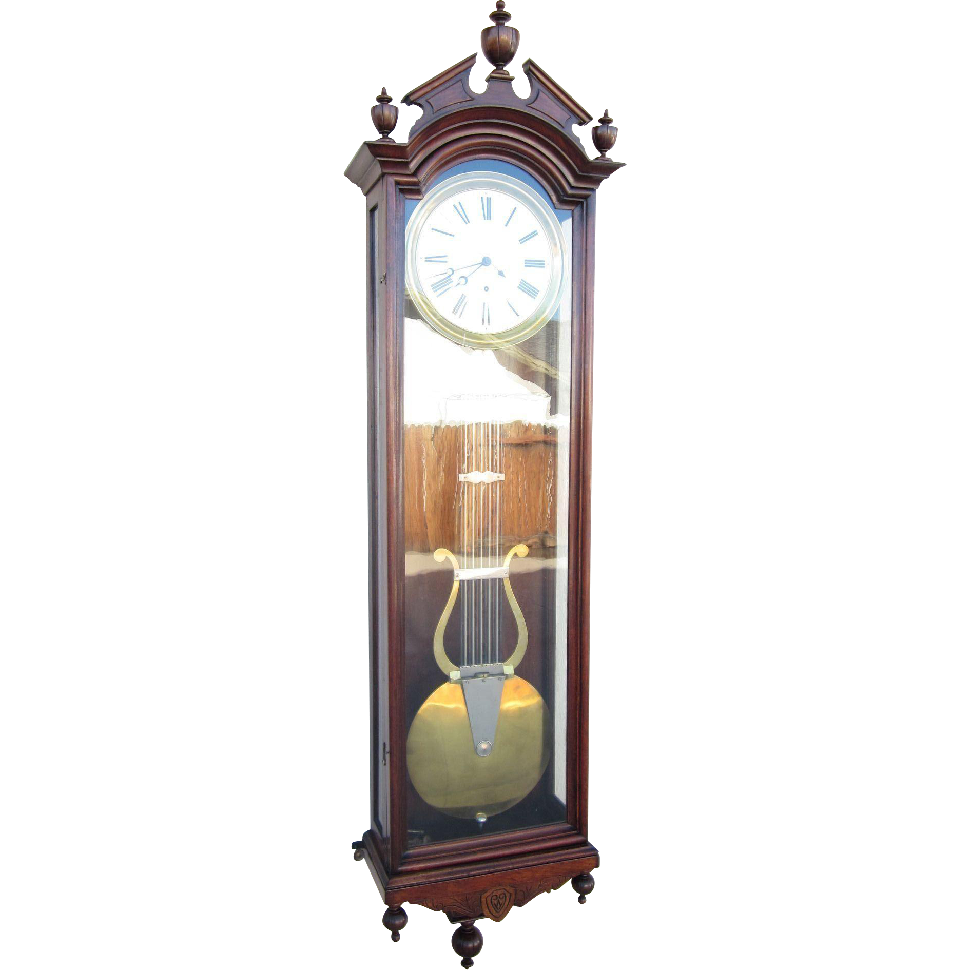 Massive Ansonia Jewelers Regulator Wall Clock No. 4 in Walnut from hallsclocks on Ruby Lane