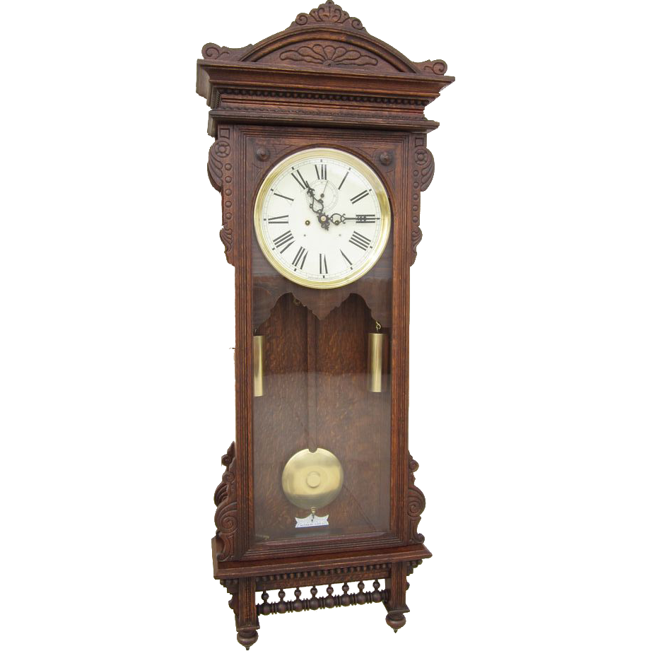 Waterbury Regulator 57 Wall Clock In Oak Victorian Elegance From Hallsclocks On Ruby Lane 2462