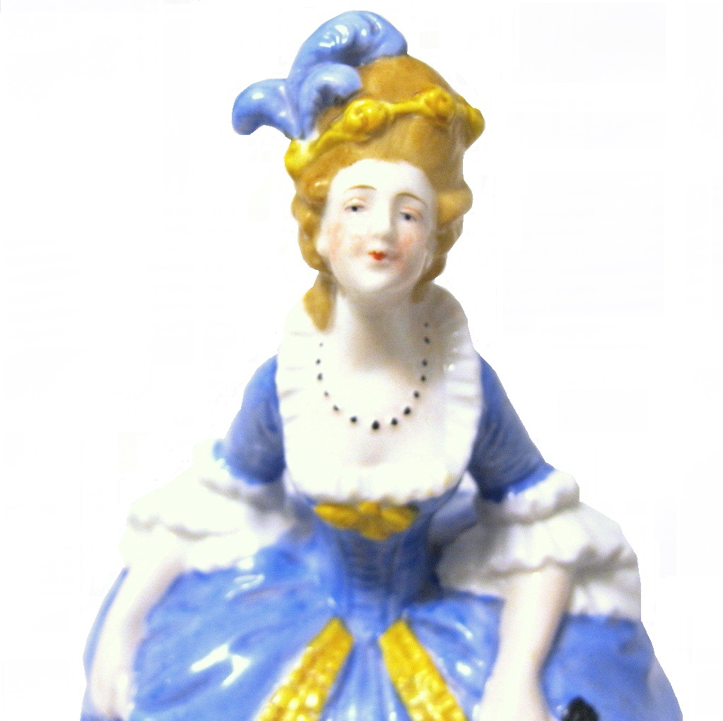 German porcelain Lady Powder Jar, Sitzendorf German porcelain Lady Powder Jar, Sitzendorf