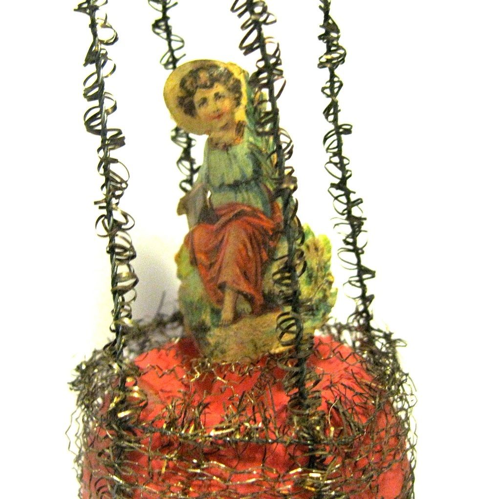 1890 Victorian Unsilvered Glass Ornament, Scrap, Tinsel 1890 Victorian Unsilvered Glass Ornament, Scrap, Tinsel