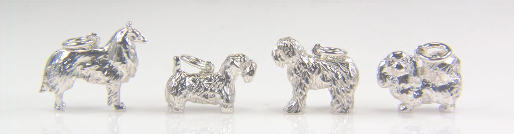 Sterling Silver Sheepdog Charm - Animal Charm - Silver Charms Sterling Silver Sheepdog Charm - Animal Charm - Silver Charms