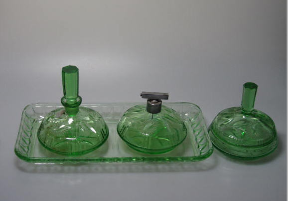 Art Deco 1920s German Marked Perfume Bottles Set Hand Cut Crystal Glass Art Deco 1920s German Marked Perfume Bottles Set Hand Cut Crystal Glass