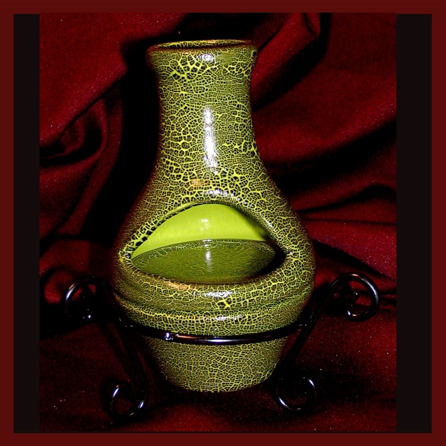Haldago Bay Pottery- Ceramic Chiminea And Stand (Green Cobblestone) Haldago Bay Pottery- Ceramic Chiminea And Stand (Green Cobblestone)