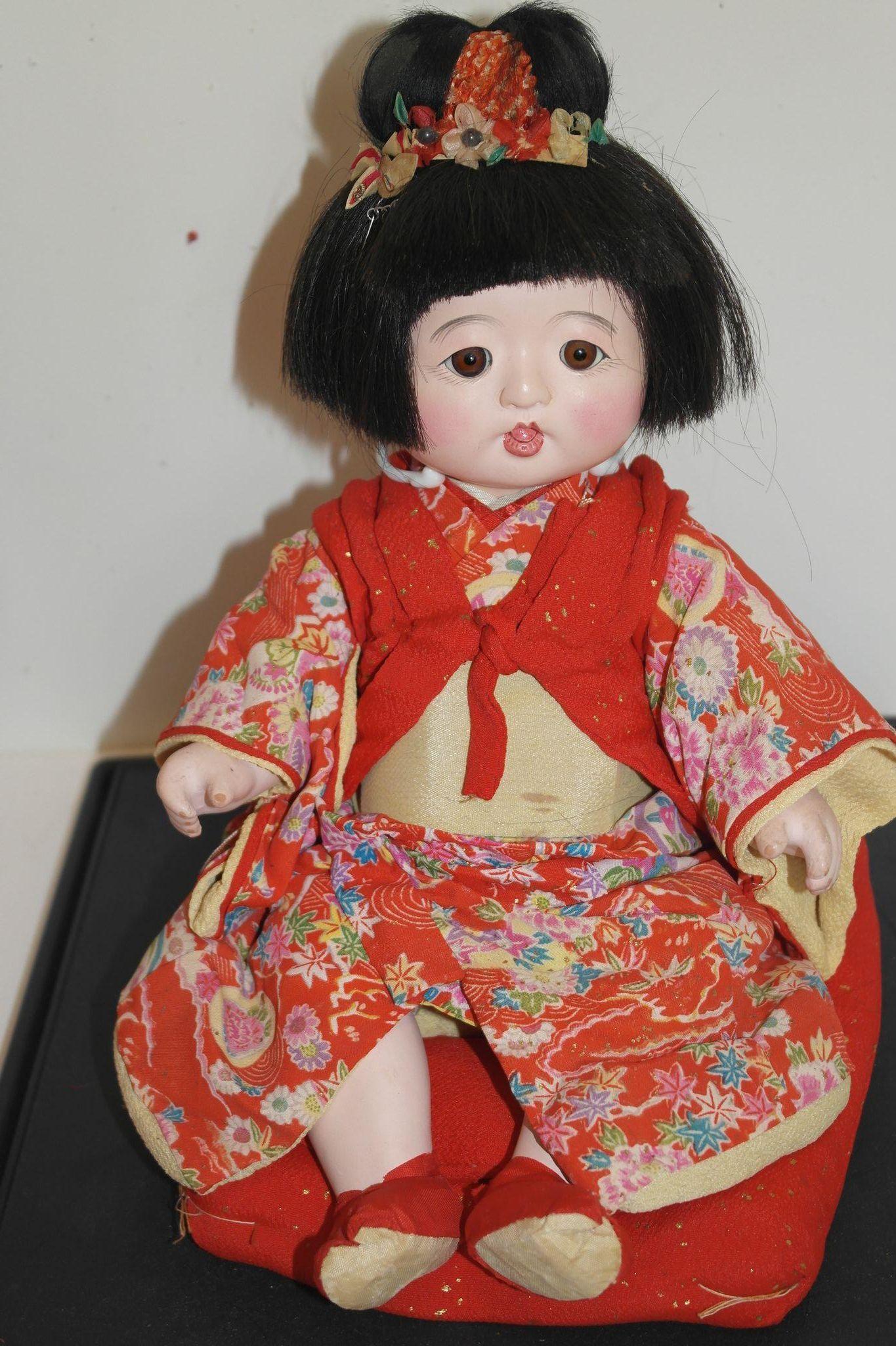 13" Japanese Toddler Girl Doll with Extra Kimono from debscedarchest on