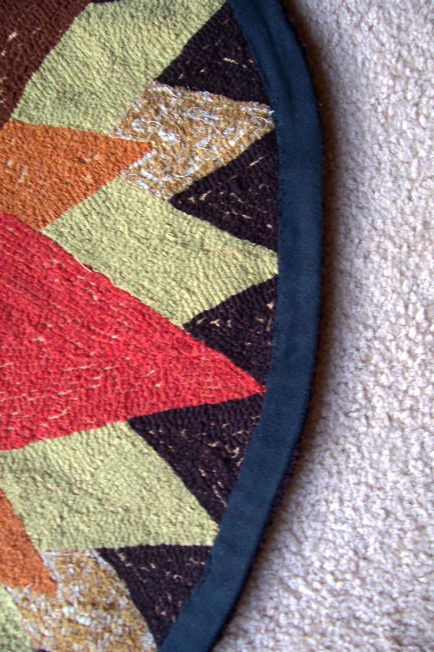 Folk Art, Hooked Wool Rug, Round, Early 1900's Folk Art, Hooked Wool Rug, Round, Early 1900's