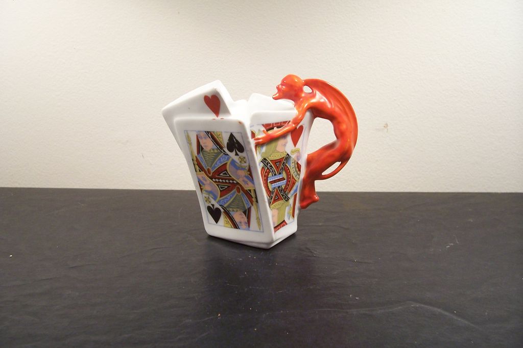 Royal Bayreuth "Devil and Cards" Creamer Royal Bayreuth "Devil and Cards" Creamer