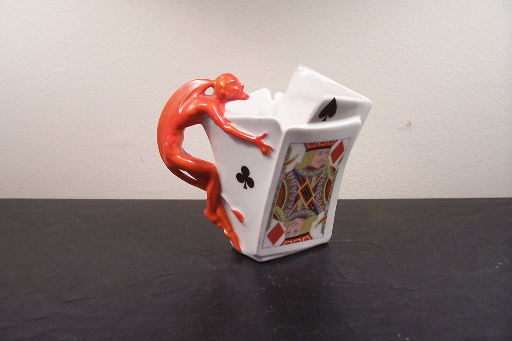 Royal Bayreuth "Devil and Cards" Creamer Royal Bayreuth "Devil and Cards" Creamer
