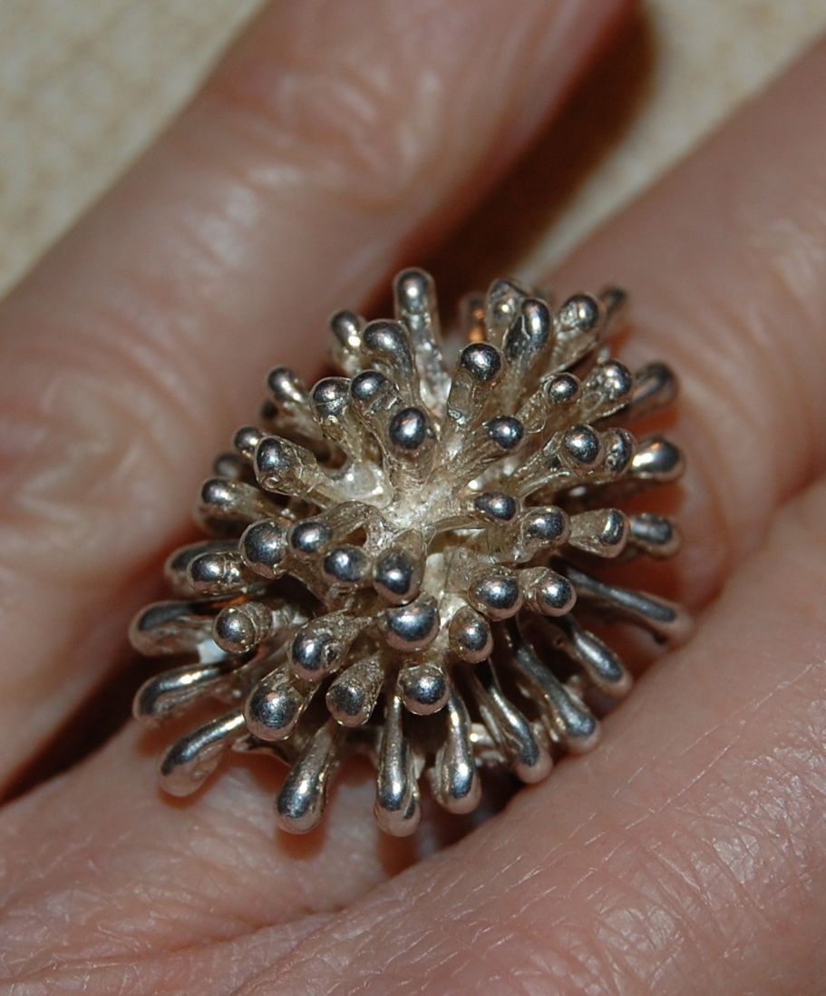 Silver Modernist Organic Ring- Anemone or Chrysanthemum Silver Modernist Organic Ring- Anemone or Chrysanthemum
