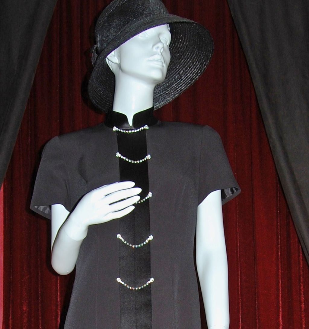 1980/90s Evan-Picone ~ Long Asian-Inspired Rhinestone Dress 1980/90s Evan-Picone ~ Long Asian-Inspired Rhinestone Dress