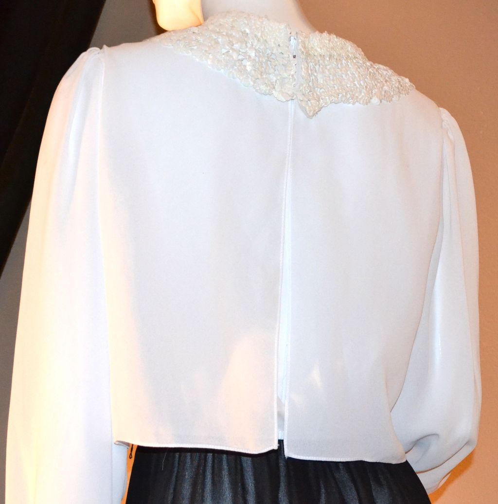 1970s Leslie Fay ~ Black & White Sequin Collar Dress ~ ILGWU 1970s Leslie Fay ~ Black & White Sequin Collar Dress ~ ILGWU