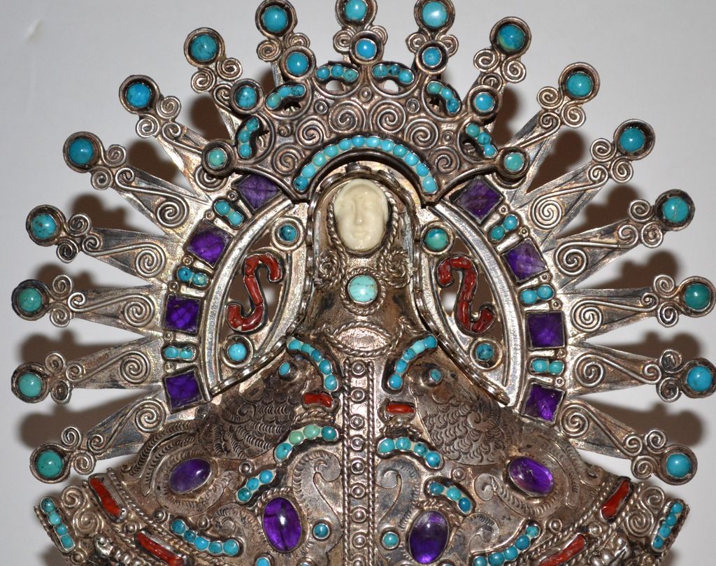 1980s MATL ~ Sterling Turquoise, Amethyst & Coral Candelaria 1980s MATL ~ Sterling Turquoise, Amethyst & Coral Candelaria