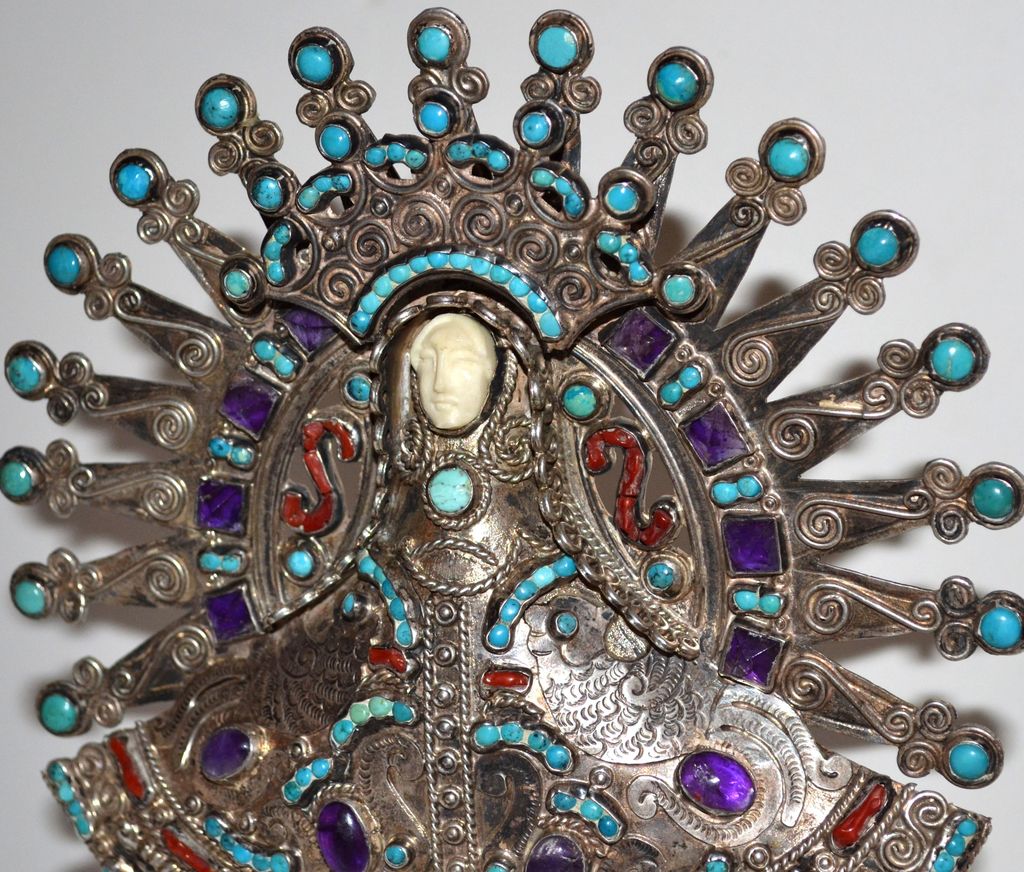 1980s MATL ~ Sterling Turquoise, Amethyst & Coral Candelaria 1980s MATL ~ Sterling Turquoise, Amethyst & Coral Candelaria