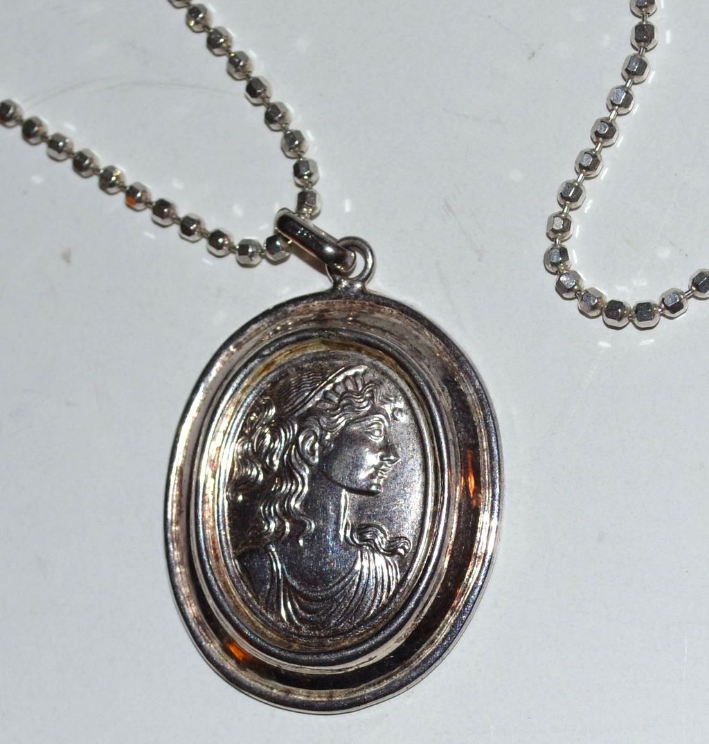 Italian Sterling 925 Cameo Relief Pendant Necklace from