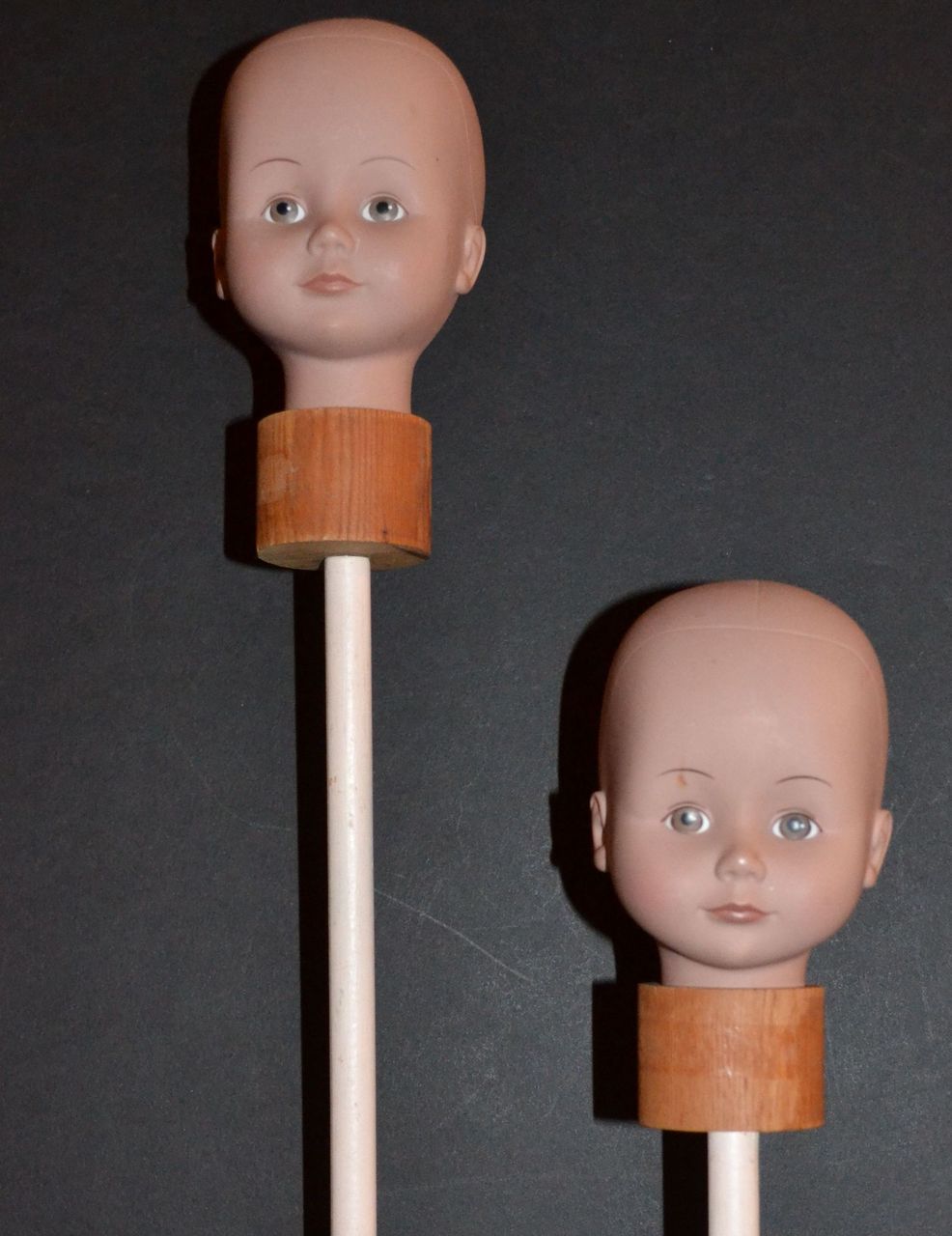 1970s Set of 2 Glorex Doll Head Wig Stands 1970s Set of 2 Glorex Doll Head Wig Stands