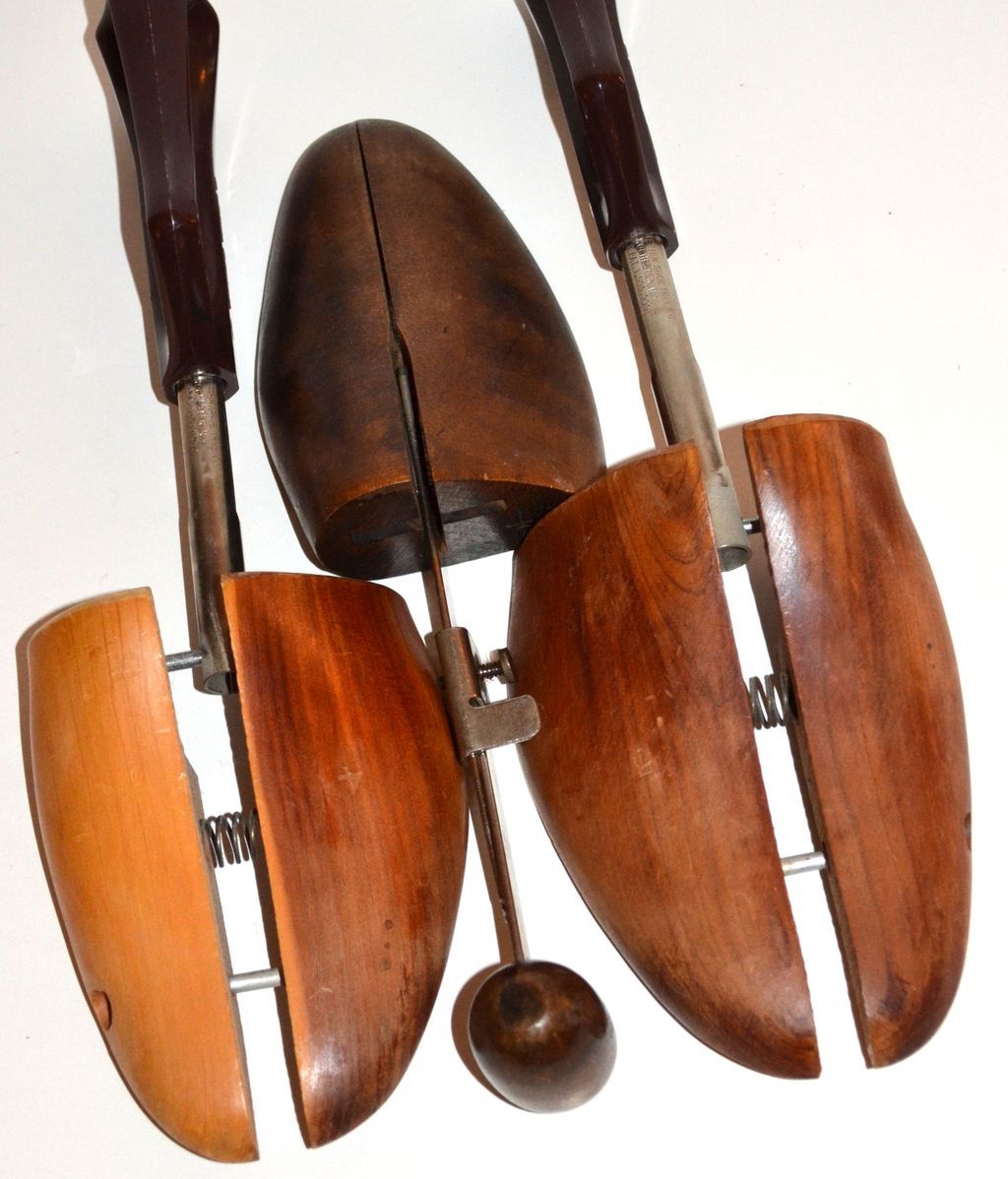 3 Vintage Industrial Wood Shoe Molds from blackwidowvintiques on Ruby Lane