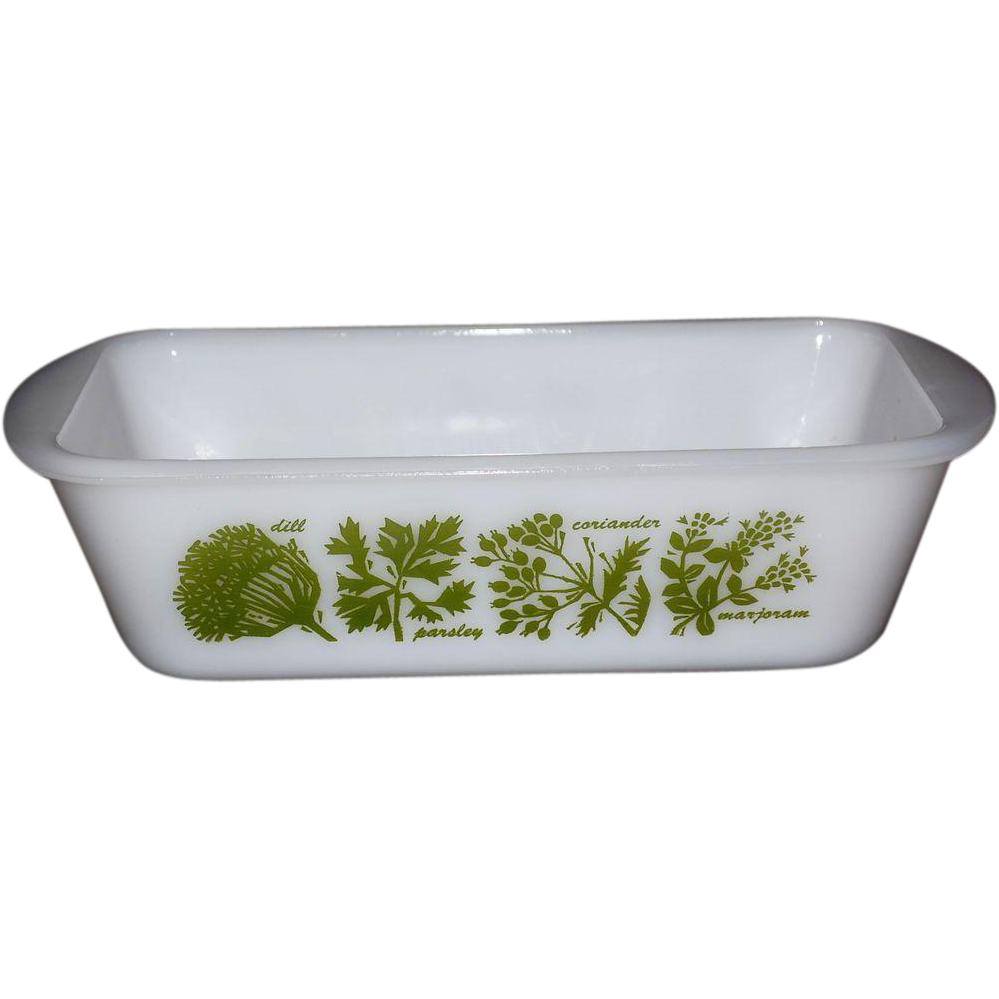 Buy garden herbs - 1960/70s Glasbake ~ Garden Herb Milk Glass Casserole Dish