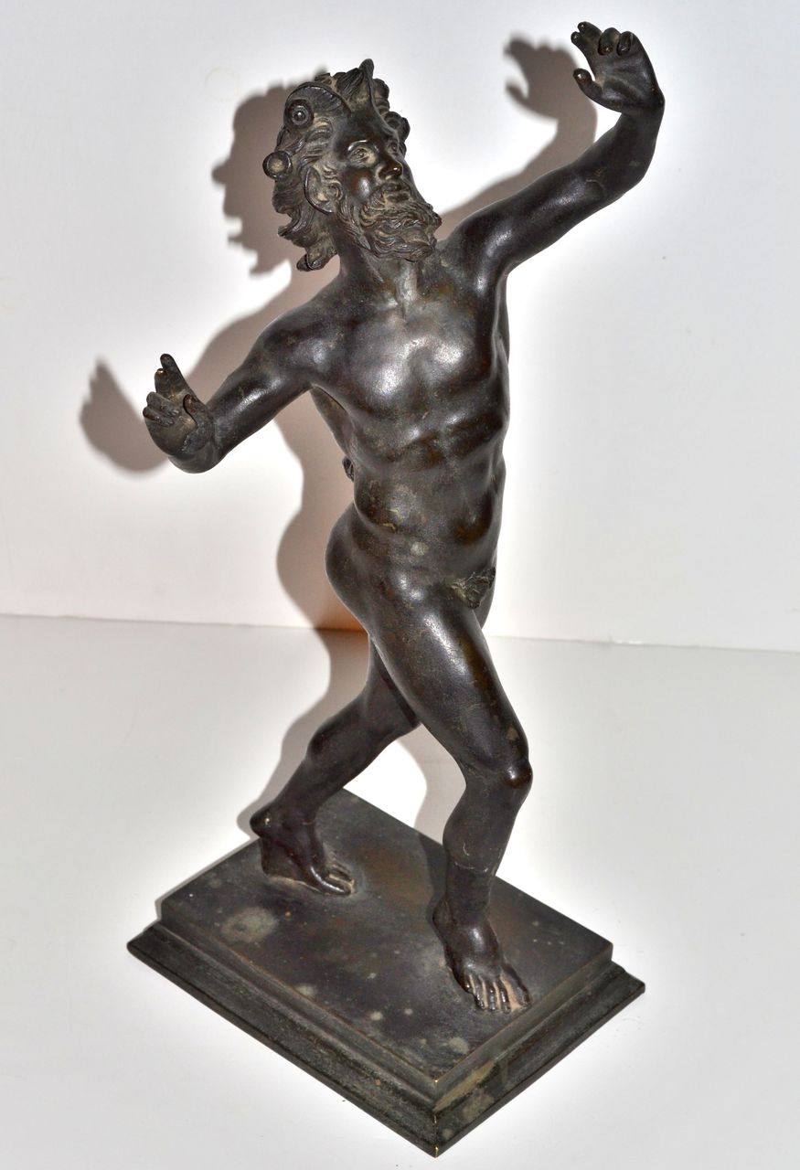 Antique Patinated Bronze Greek Mythology Pan Sculpture Antique Patinated Bronze Greek Mythology Pan Sculpture