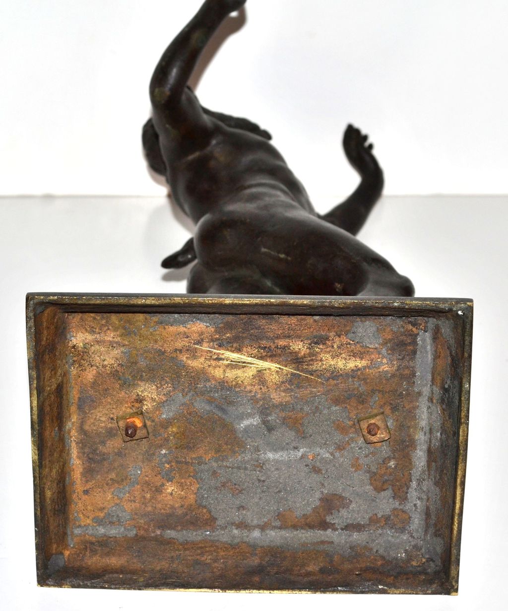 Antique Patinated Bronze Greek Mythology Pan Sculpture Antique Patinated Bronze Greek Mythology Pan Sculpture