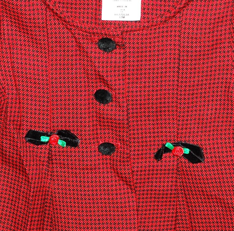 1980s Christmas Red & Velvet Black Dress w/ Overcoat For Child or Large Doll 1980s Christmas Red & Velvet Black Dress w/ Overcoat For Child or Large Doll