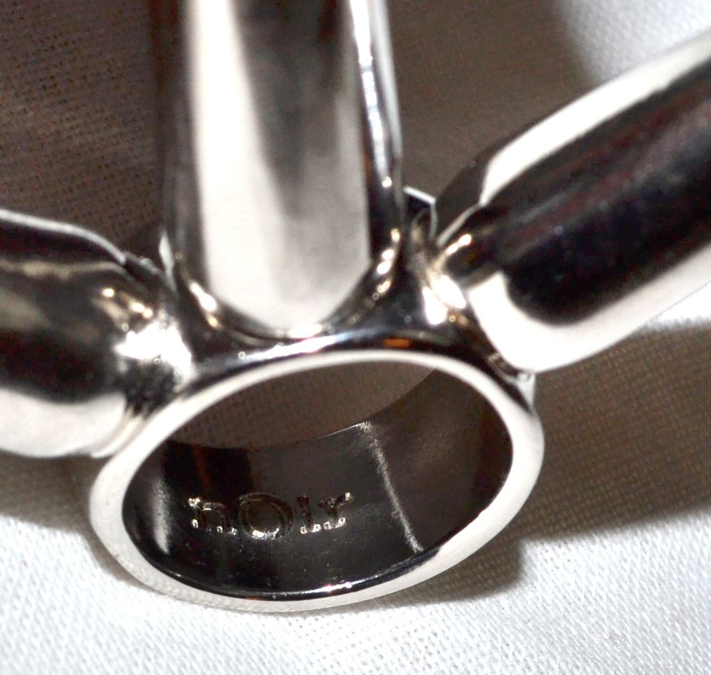 Huge Haute Couture Noir Spike Silvertone Ring Huge Haute Couture Noir Spike Silvertone Ring