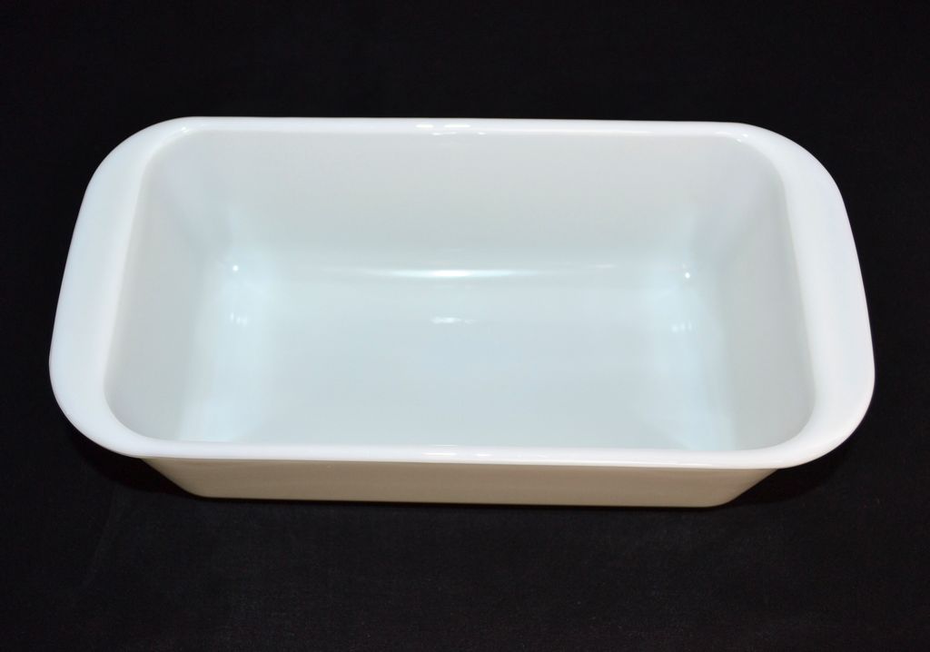 Pyrex White Milk Glass Bread Loaf/Baking Pan from blackwidowvintiques