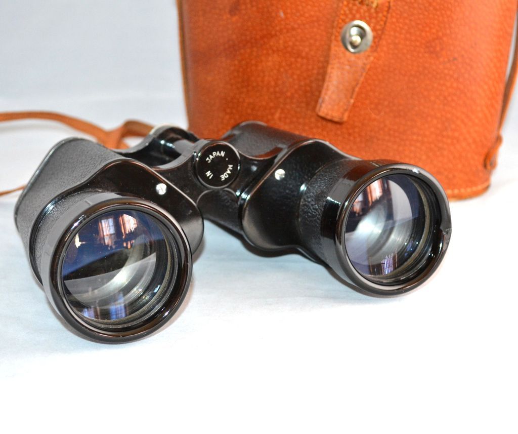 Large Black Binoculars w/ Original Leather Case Large Black Binoculars w/ Original Leather Case