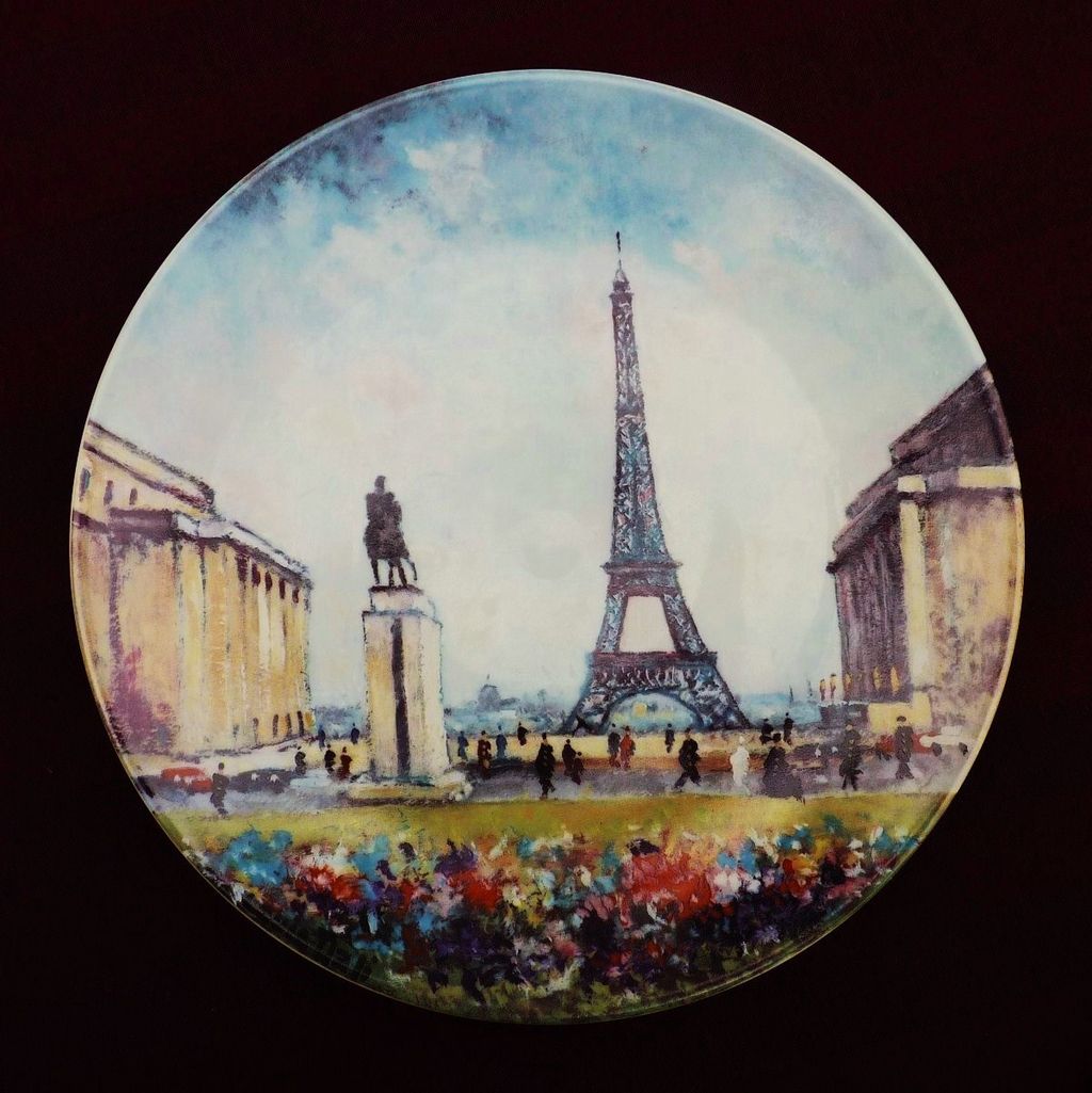 Paris Scene Plates by Artist Louis Dali from manderlyestates on Ruby Lane