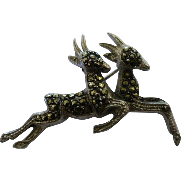Real Marcasite & Silver"Springbok" Brooch Real Marcasite & Silver"Springbok" Brooch