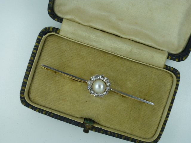 Victorian Diamond & Real Pearl Cluster Brooch Victorian Diamond & Real Pearl Cluster Brooch