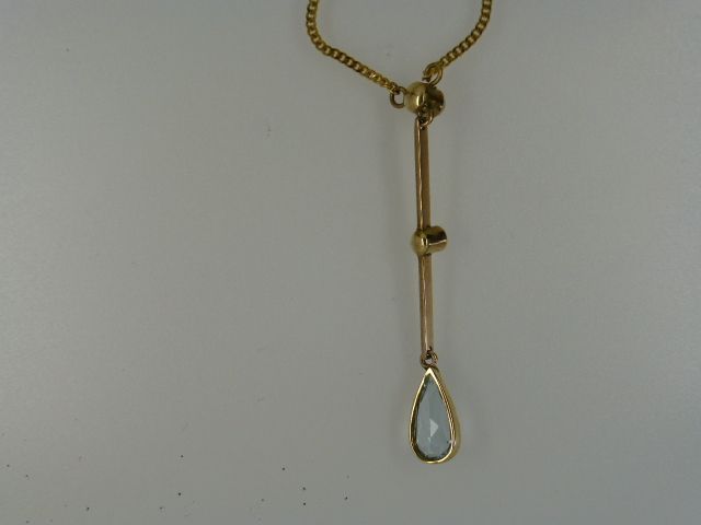 Fine Aquamarine Drop and seed Pearl Gold Pendent Fine Aquamarine Drop and seed Pearl Gold Pendent