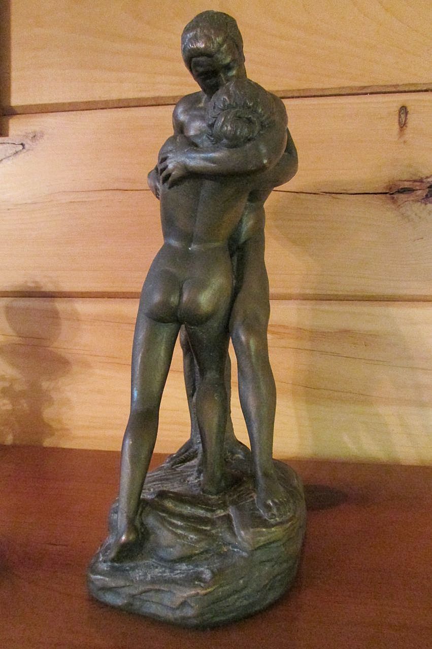 Marwal-Ind-Inc MARWAL Bronze Painted Chalkware Statue ~ Lover's Embrace: 1617 ...