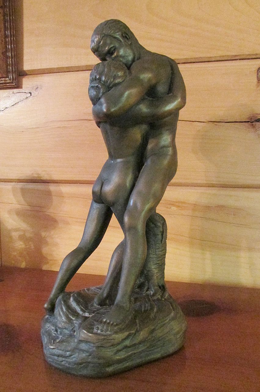 Marwal-Ind-Inc MARWAL Bronze Painted Chalkware Statue ~ Lover's Embrace: 1617 ...