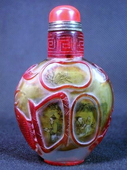 Chinese Peking Glass Snuff Bottle, Signed Yong Shou Tian, Qing Dynasty Chinese Peking Glass Snuff Bottle, Signed Yong Shou Tian, Qing Dynasty