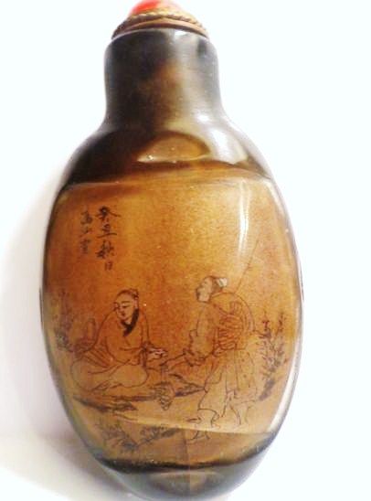 Chinese Peking Glass Snuff Bottle, Signed Mao Shao Xuan 1913 Chinese Peking Glass Snuff Bottle, Signed Mao Shao Xuan 1913