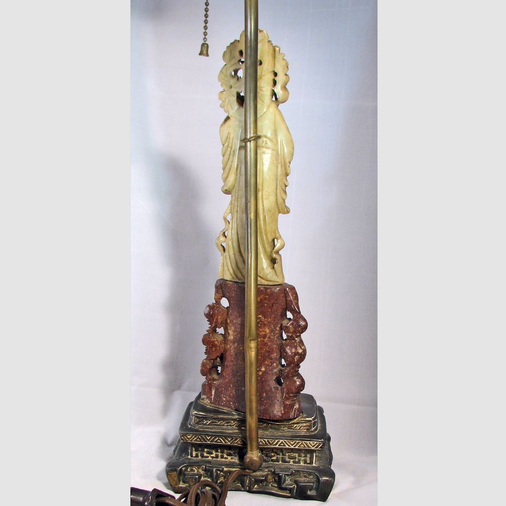 Chinese carved Quan Yin or Guan Yin early 20th century lamp Chinese carved Quan Yin or Guan Yin early 20th century lamp