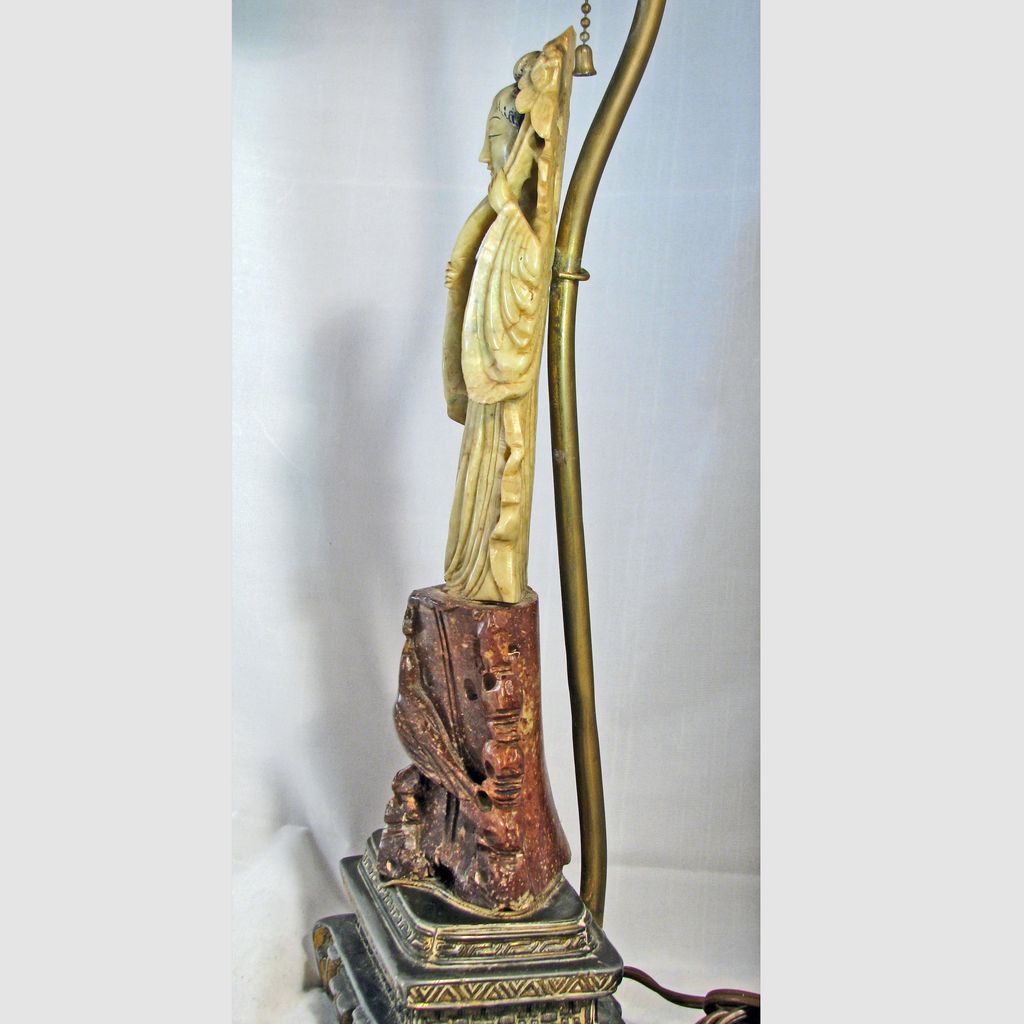 Chinese carved Quan Yin or Guan Yin early 20th century lamp Chinese carved Quan Yin or Guan Yin early 20th century lamp