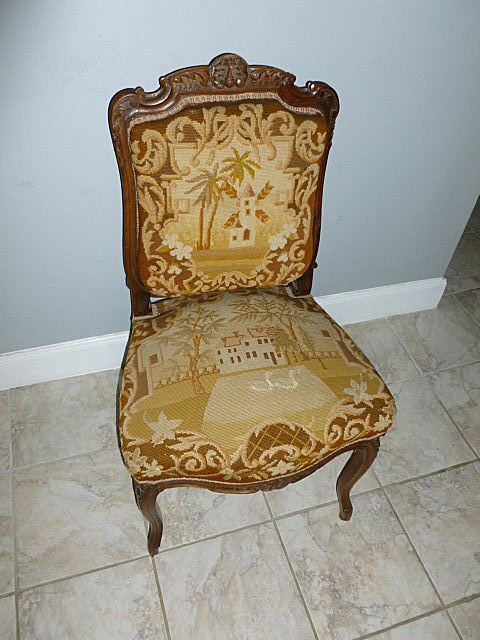 Palatial Set French 1800's Louis XV Style Needlepoint Walnut Chairs Palatial Set French 1800's Louis XV Style Needlepoint Walnut Chairs