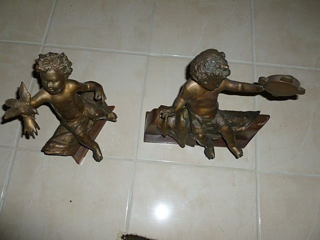 Wonderful Pair of Late 1800's Italian Bronze Angel "Puttis" Wonderful Pair of Late 1800's Italian Bronze Angel "Puttis"