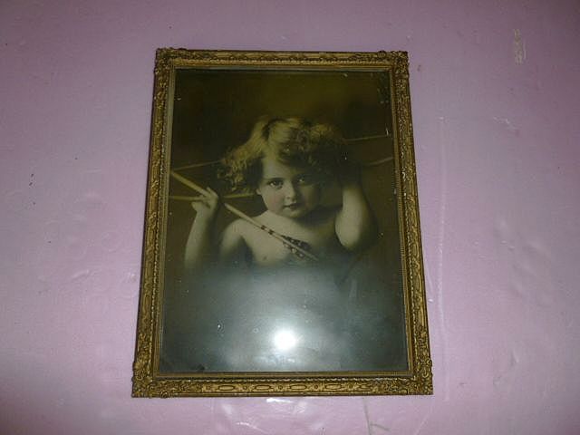 Large Advertising "Cupid Awake" Framed Copyright 1897 Large Advertising "Cupid Awake" Framed Copyright 1897