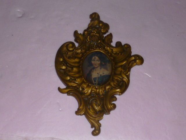 Italian Contessa Reverse Painted inside Gilded Frame Italian Contessa Reverse Painted inside Gilded Frame