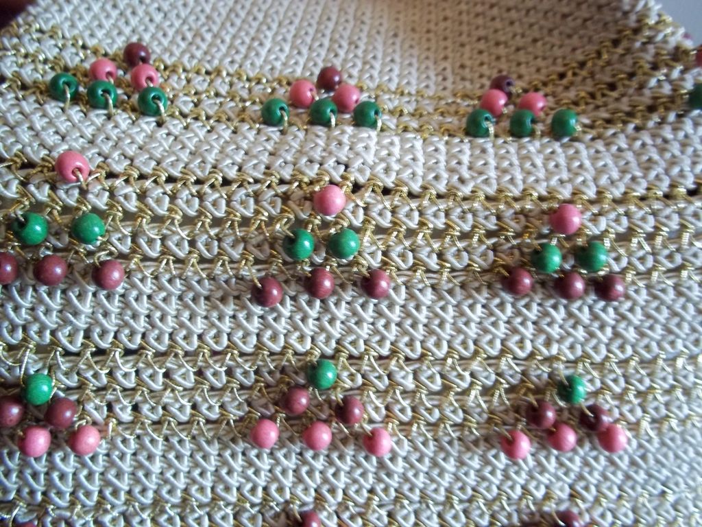 1940's Beaded Crochet String Draw Purse 1940's Beaded Crochet String Draw Purse