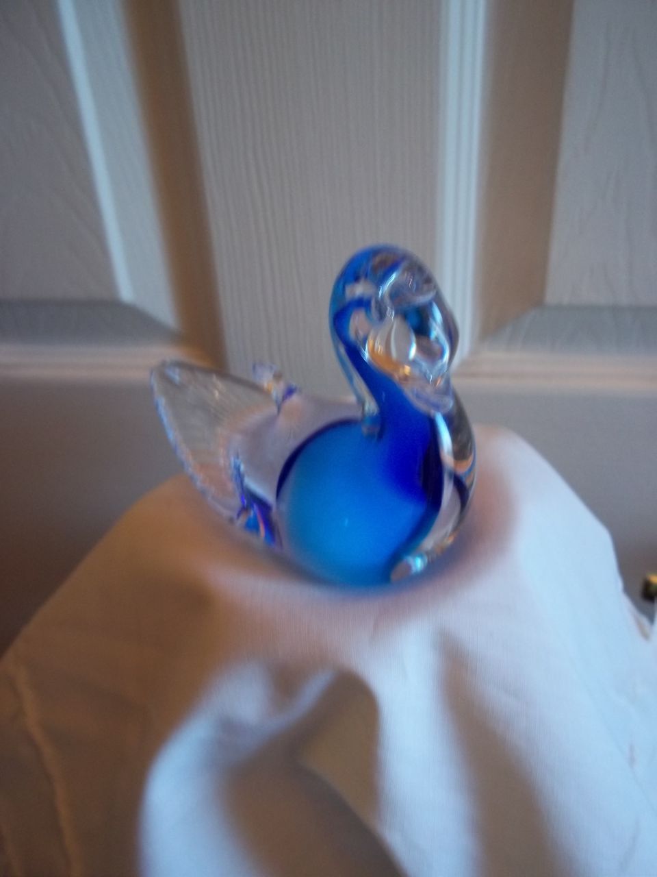 Blue and Clear Blown Glass Swan Blue and Clear Blown Glass Swan