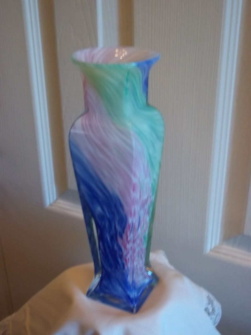 Vintage Blown Glass Tie Dye Vase Vintage Blown Glass Tie Dye Vase