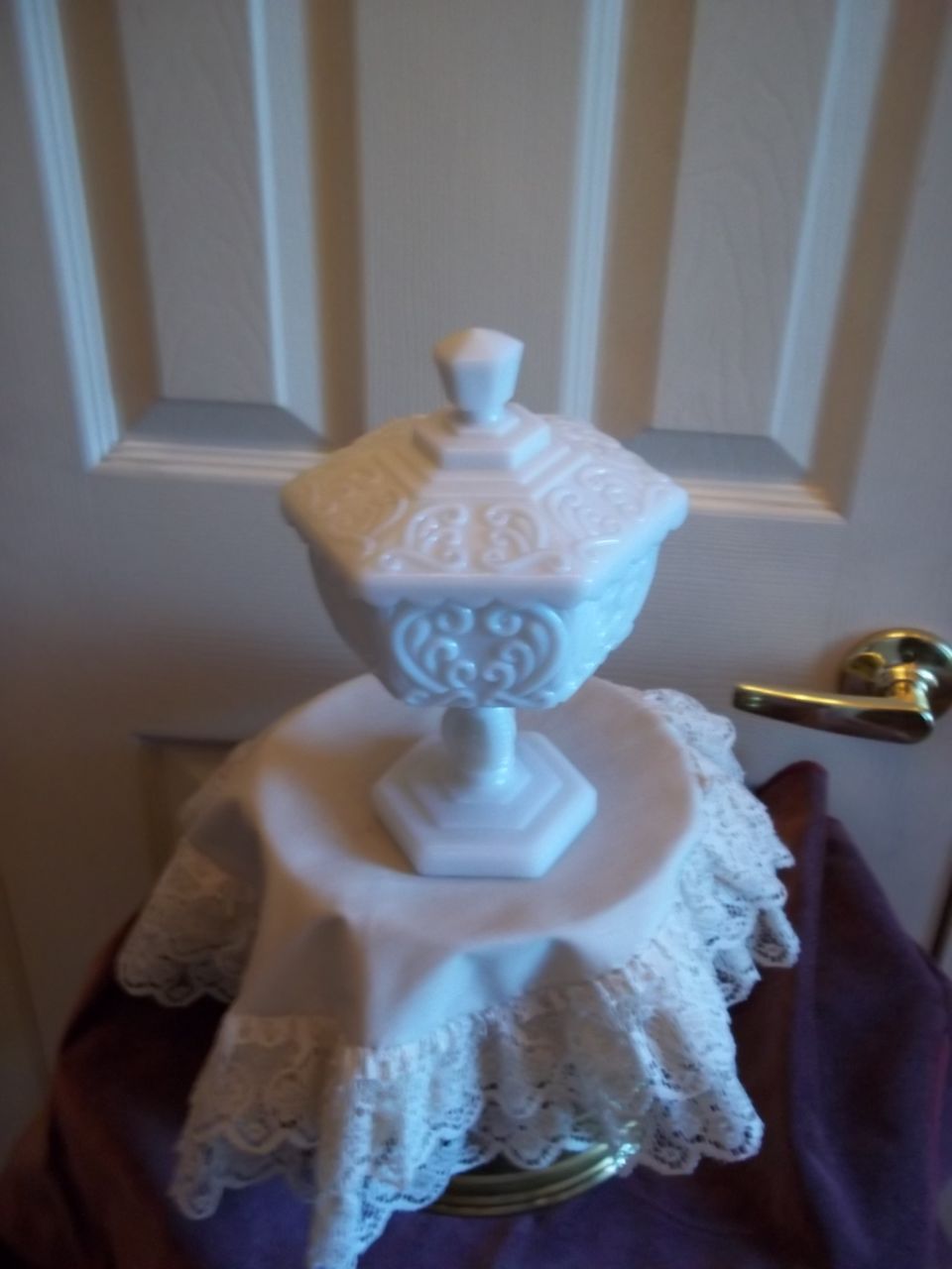 Milk Glass Compote Hexagonal Candy Dish Milk Glass Compote Hexagonal Candy Dish