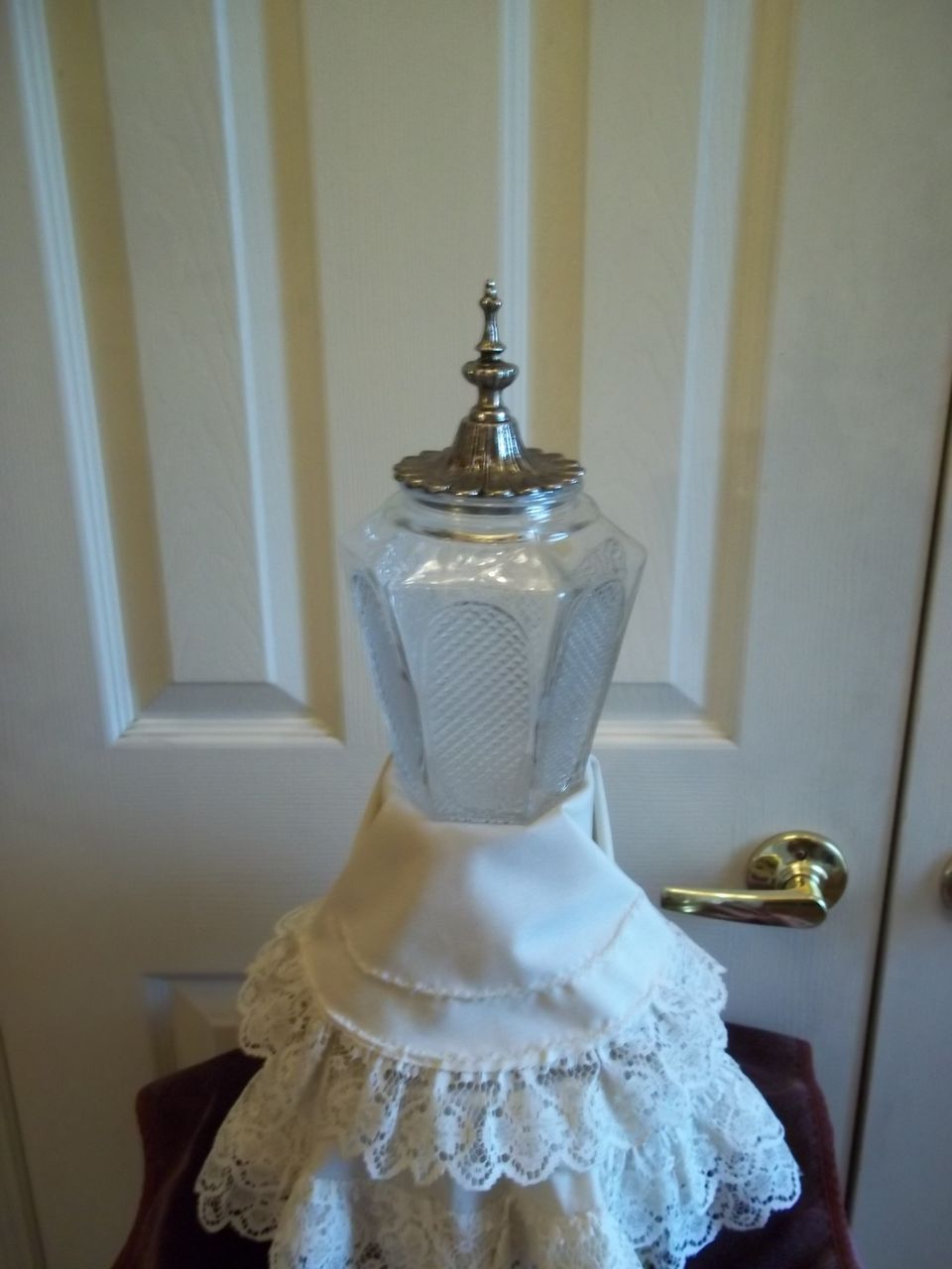 Vintage Glass Jar w/ Ornate Steel Lid Vintage Glass Jar w/ Ornate Steel Lid